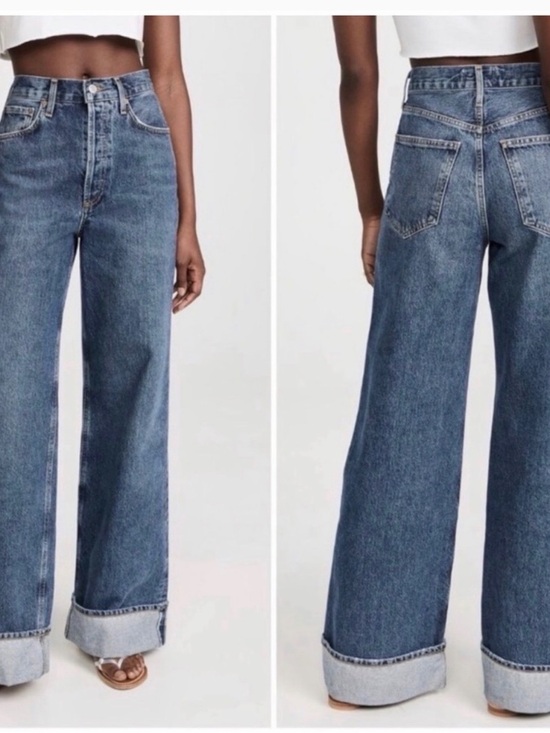 Agolde Denim - Agolde Dame High-Rise Wide-Leg Jeans in Medium Blue Wash